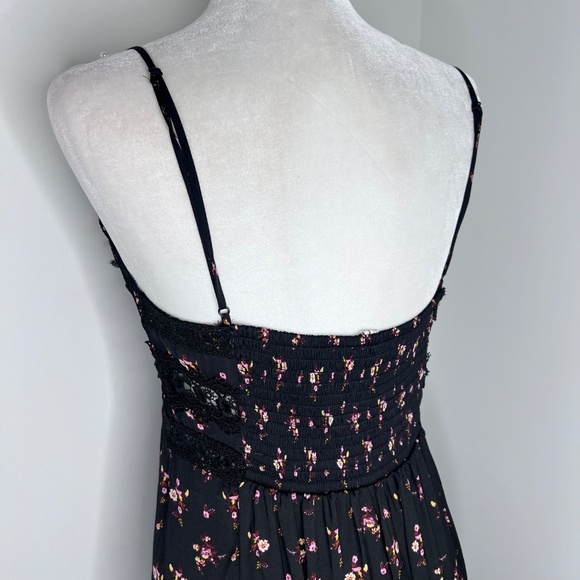 Intimately Free People Out & About Maxi Floral Slip Lace Black Dress M - Picture 5 of 8